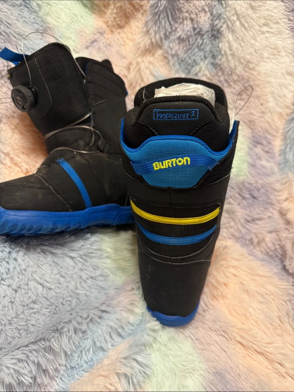 Burton Kids Black and Blue Snow Boots with Yellow Logo